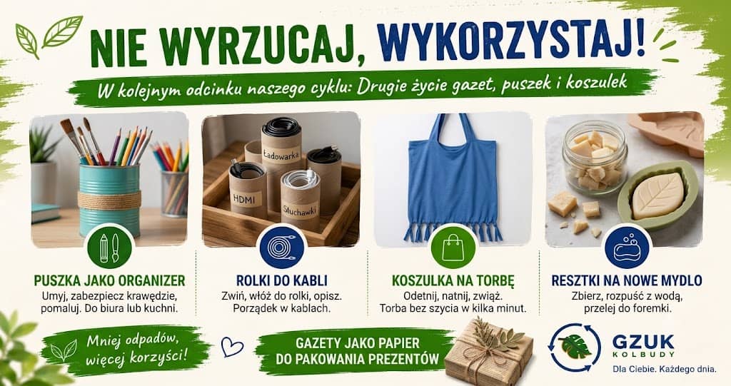 grafika przedstawiająca sposoby wykorzystania różnych odpadów